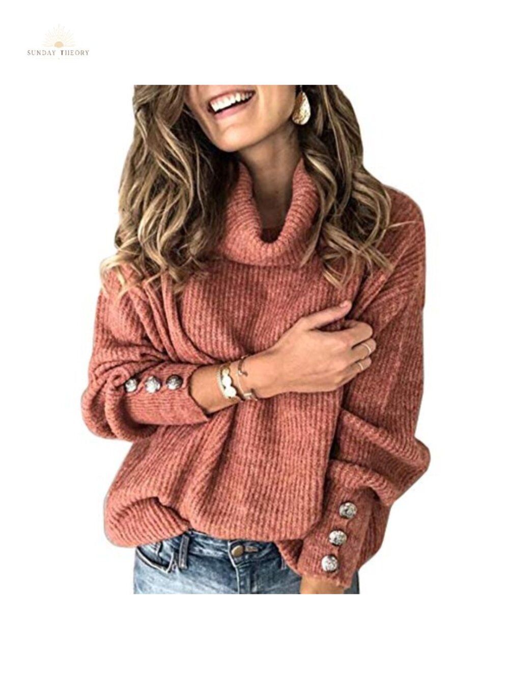 Womens Oversized Cowl Neck Turtleneck Knit Sweater Slouchy Pullover